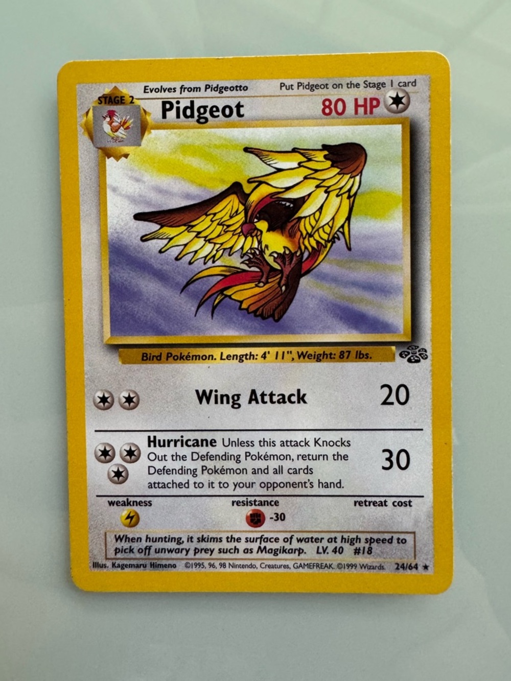 Pidgeot Pokemon Card Vintage